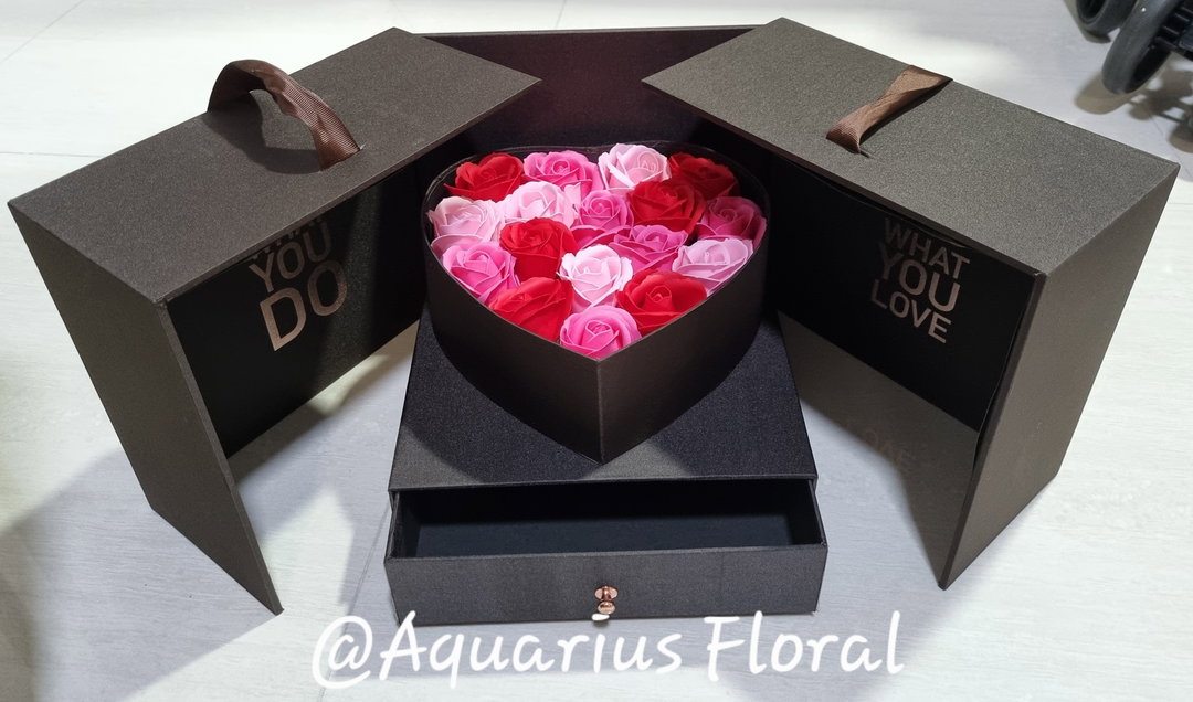 Heart-Shaped Floral Box with Drawer