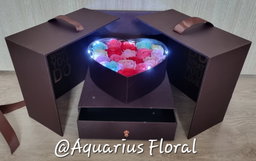 Heart-Shaped Floral Box with Drawer & LED Lights 