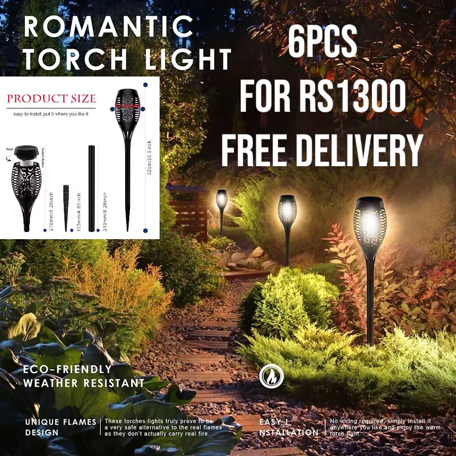 Solar Flame Lawn Lights – Set of 6