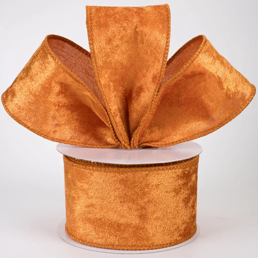 2.5" Lush Velvet Ribbon: Light Rust Orange (10 Yards)_0