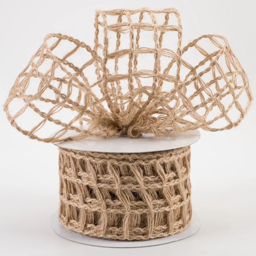 2.5" Open Weave Burlap Jute Ribbon: Natural (10 Yards)_0