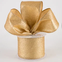 2.5" Shimmer Glitter Ribbon: Gold (10 Yards)