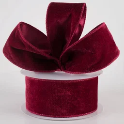2.5" Deluxe Velvet Satin Backing Ribbon: Burgundy Red (10 Yards)