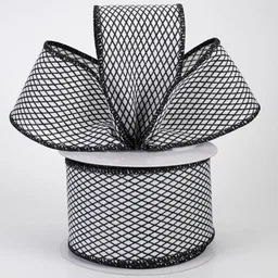 2.5" Mini Glitter Harlequin Ribbon: Black on White (10 Yards)