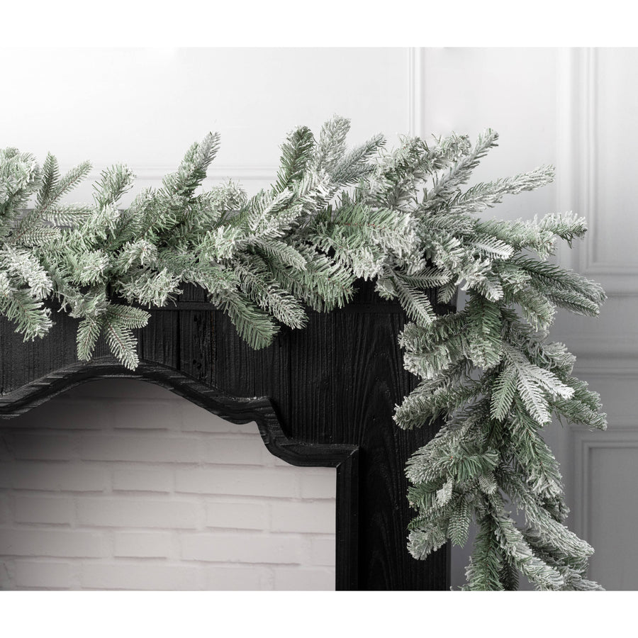 9' X 12" Durham Flocked Pine Garland_0