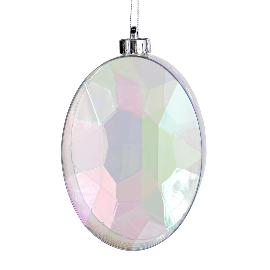 6.5" Oval Gem Ornament: Clear Iridescent_0