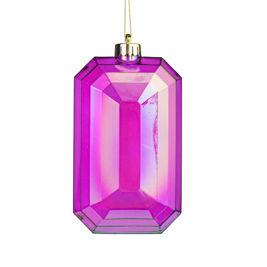 7" Rectangle Gem Ornament: Iridescent Fuchsia Pink_0