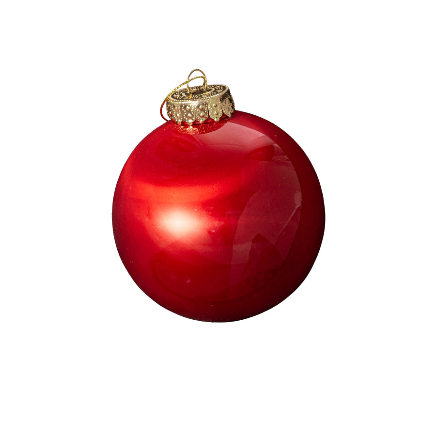 100mm Lacquered Glass-Look Shatterproof Ornament: Red_0