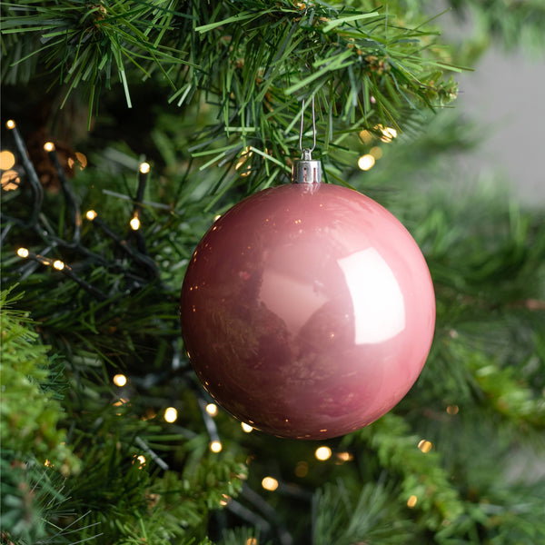 100mm Seamless Plastic Ball Ornament: Pearl Pink (Set of 2)
