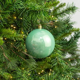 100mm Seamless Plastic Ball Ornament: Pearl Mint Green (Set of 2)