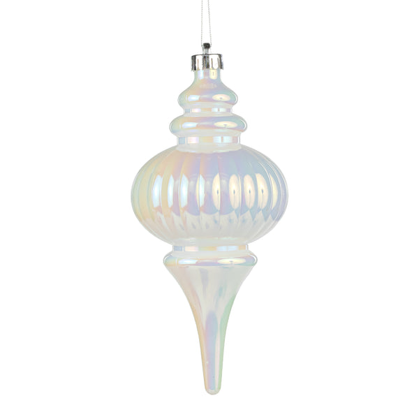 10" Iridescent Finial Ornament: White_0