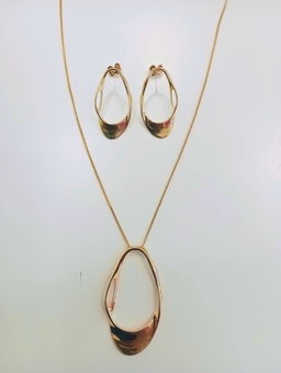 Conjunto Liso Oval banhado a Ouro 18k