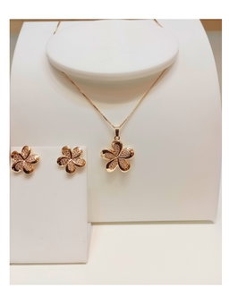 Conjunto Flor Micro Zircônia banhado a Ouro 18k
