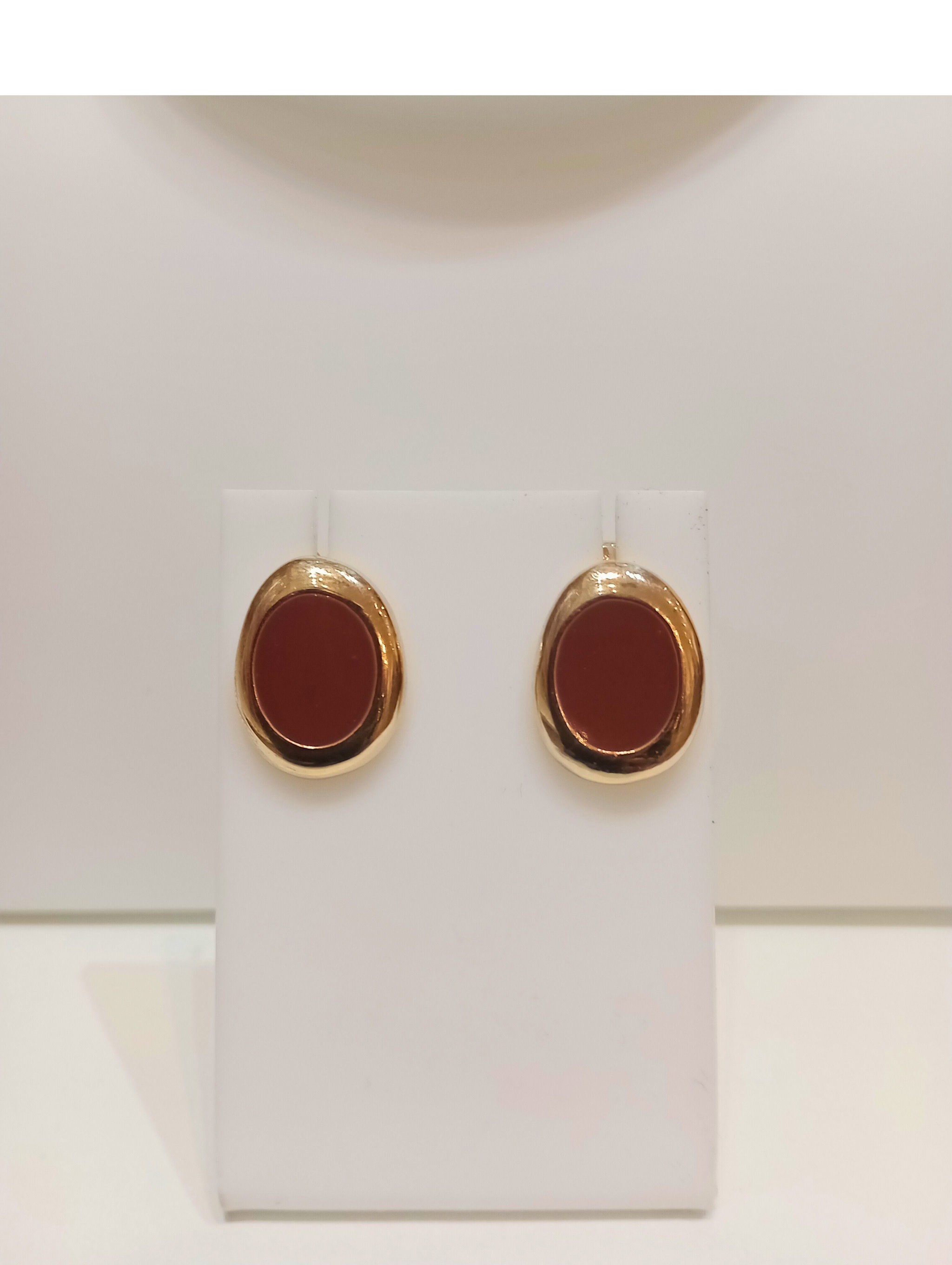 Brinco Resinado Marrom banhado a Ouro 18k_0