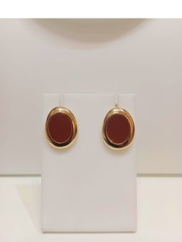 Brinco Resinado Marrom banhado a Ouro 18k