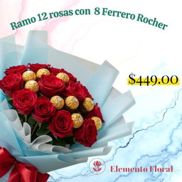 RMO DE 12 ROSAS Y 8 FERRERO ROCHER