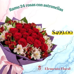 RAMO DE 24 ROSAS Y ASTROMELIAS