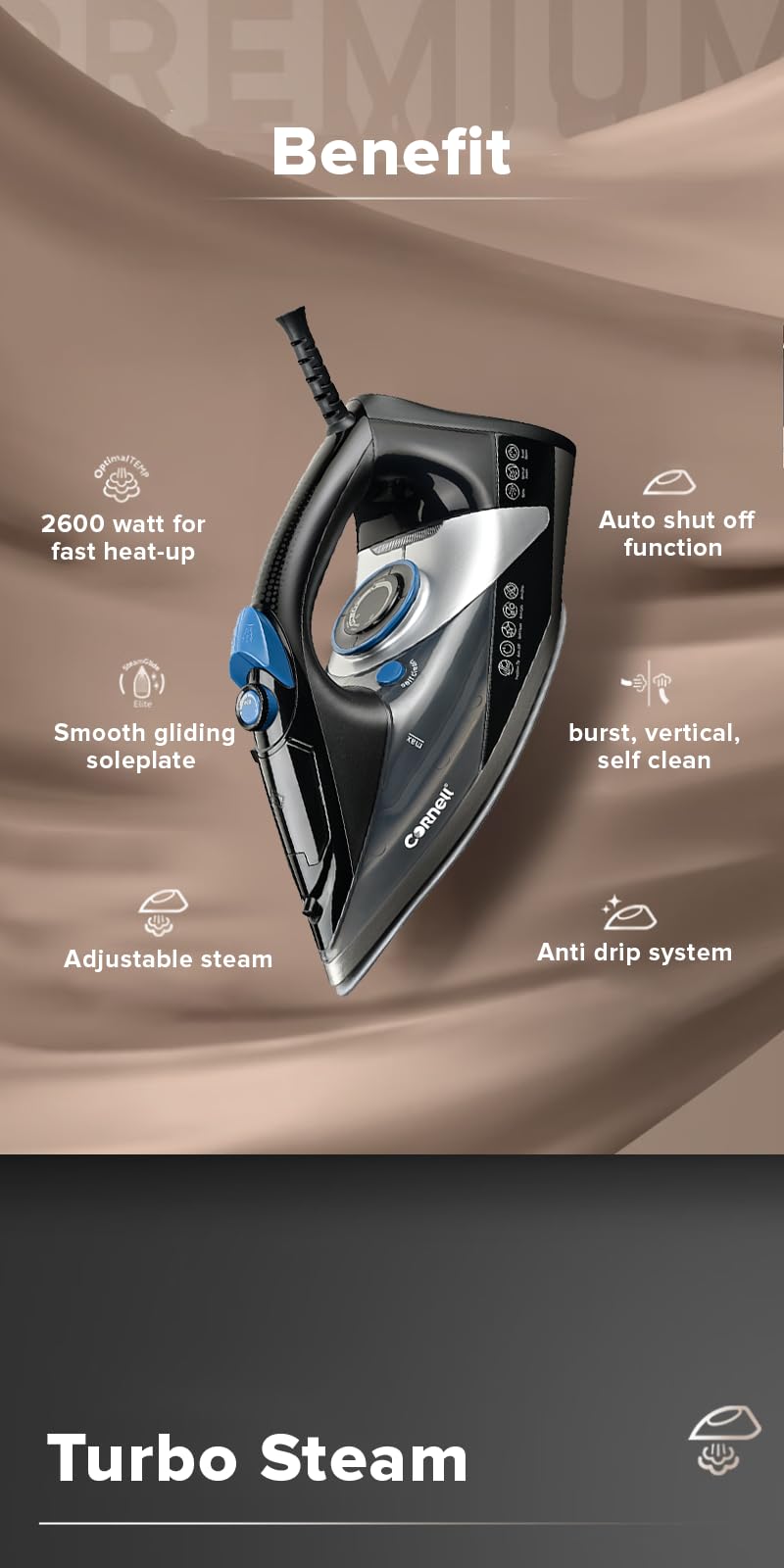Cornell 2600W Electric Steam Iron CSI-E26BK _1