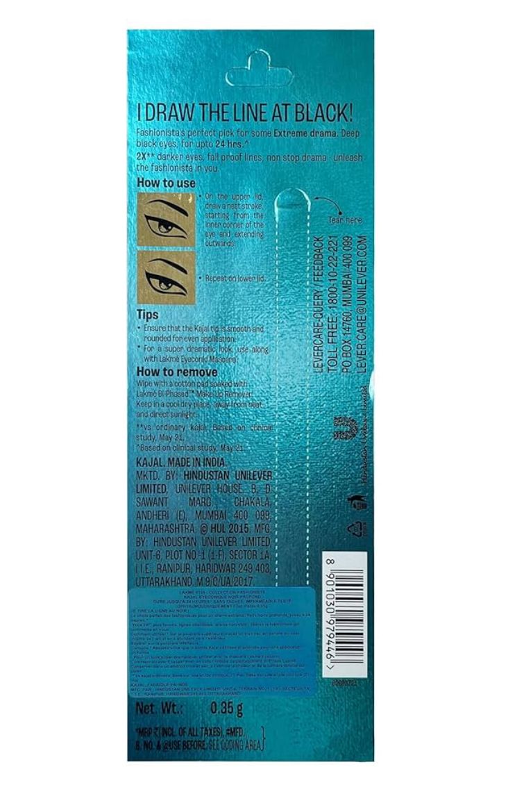 Lakme Eyeconic Kajal, Deep Black, 0.35 g_1