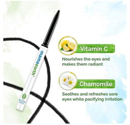 Mamaearth Long Stay Kajal Black Retractable Waterproof, with Vitamin C & Chamomile, Charcoal Black, Matte Finish