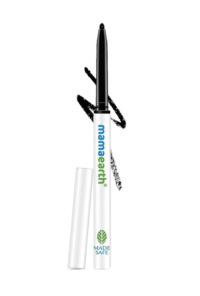 Mamaearth Long Stay Kajal Black Retractable Waterproof, with Vitamin C & Chamomile, Charcoal Black, Matte Finish