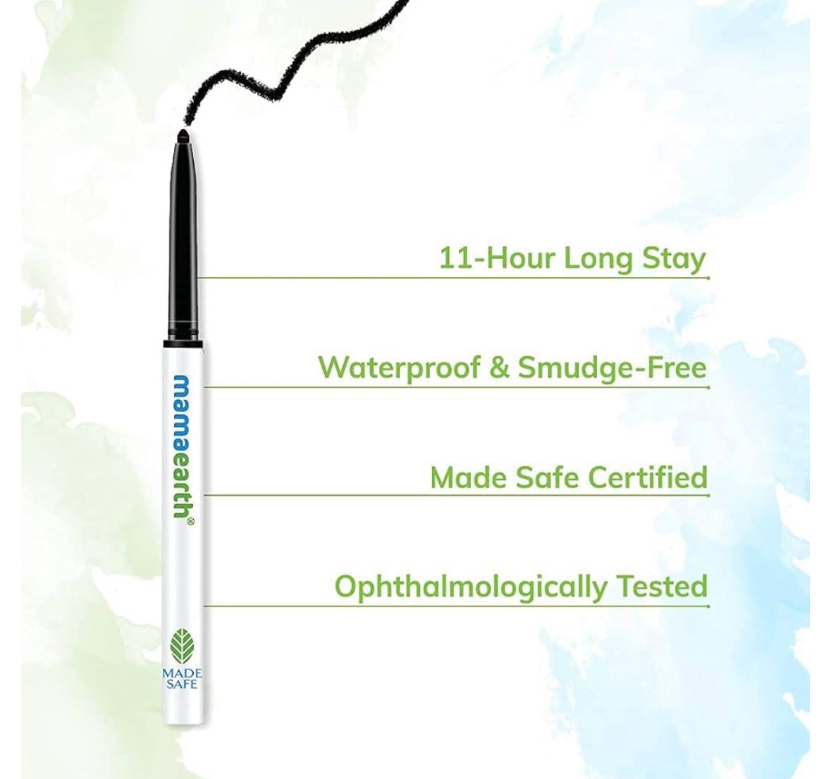 Mamaearth Long Stay Kajal Black Retractable Waterproof, with Vitamin C & Chamomile, Charcoal Black, Matte Finish_4