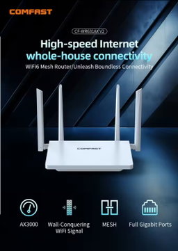 Comfast AX3000 WIFI6 Router Gigabit 2.4G&5GHz 802.11AX Wireless Signal Amplifier Booster Gigabit Router WIFI