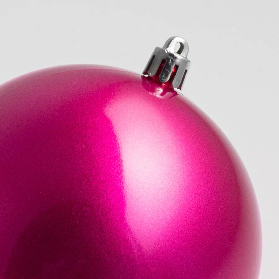 100mm Plastic Ball Ornament: Candy Apple Fuchsia (Set of 2)_1