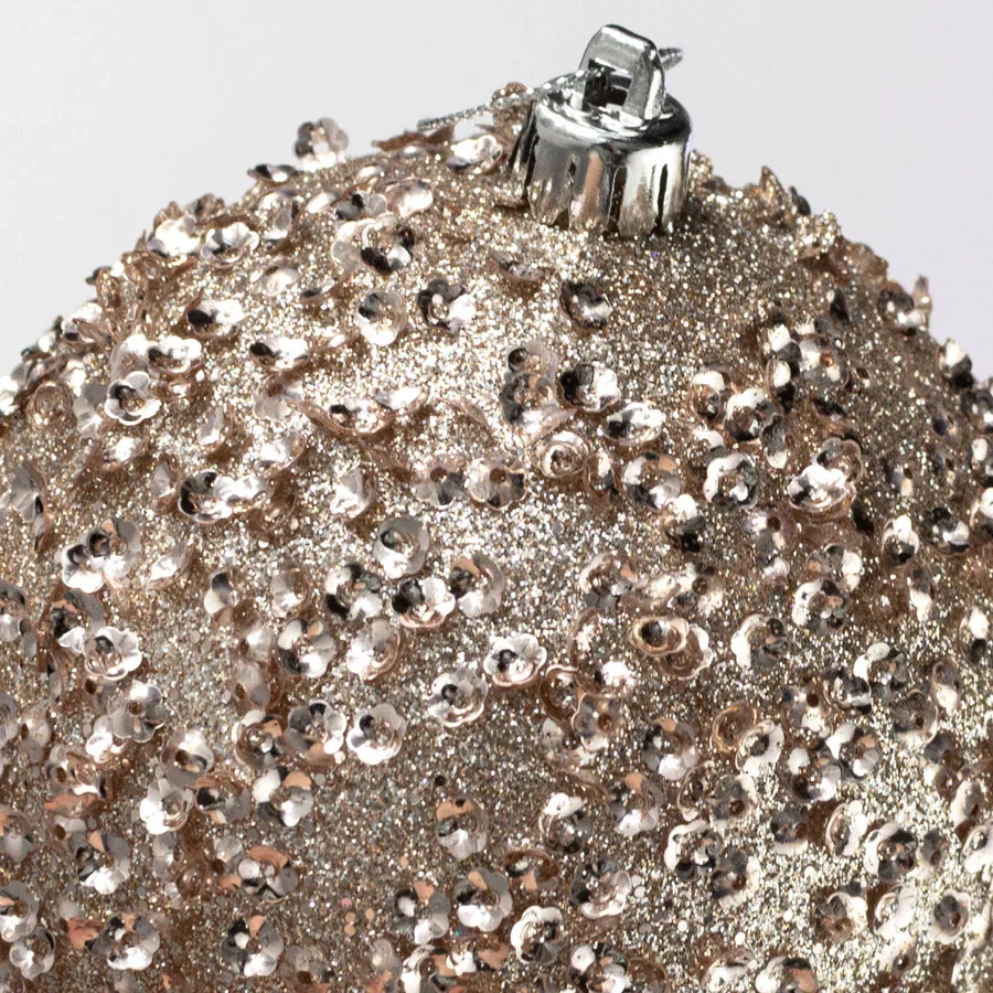 100mm Sequin & Glitter Ball Ornaments: Taupe Gold (Set of 2)_1
