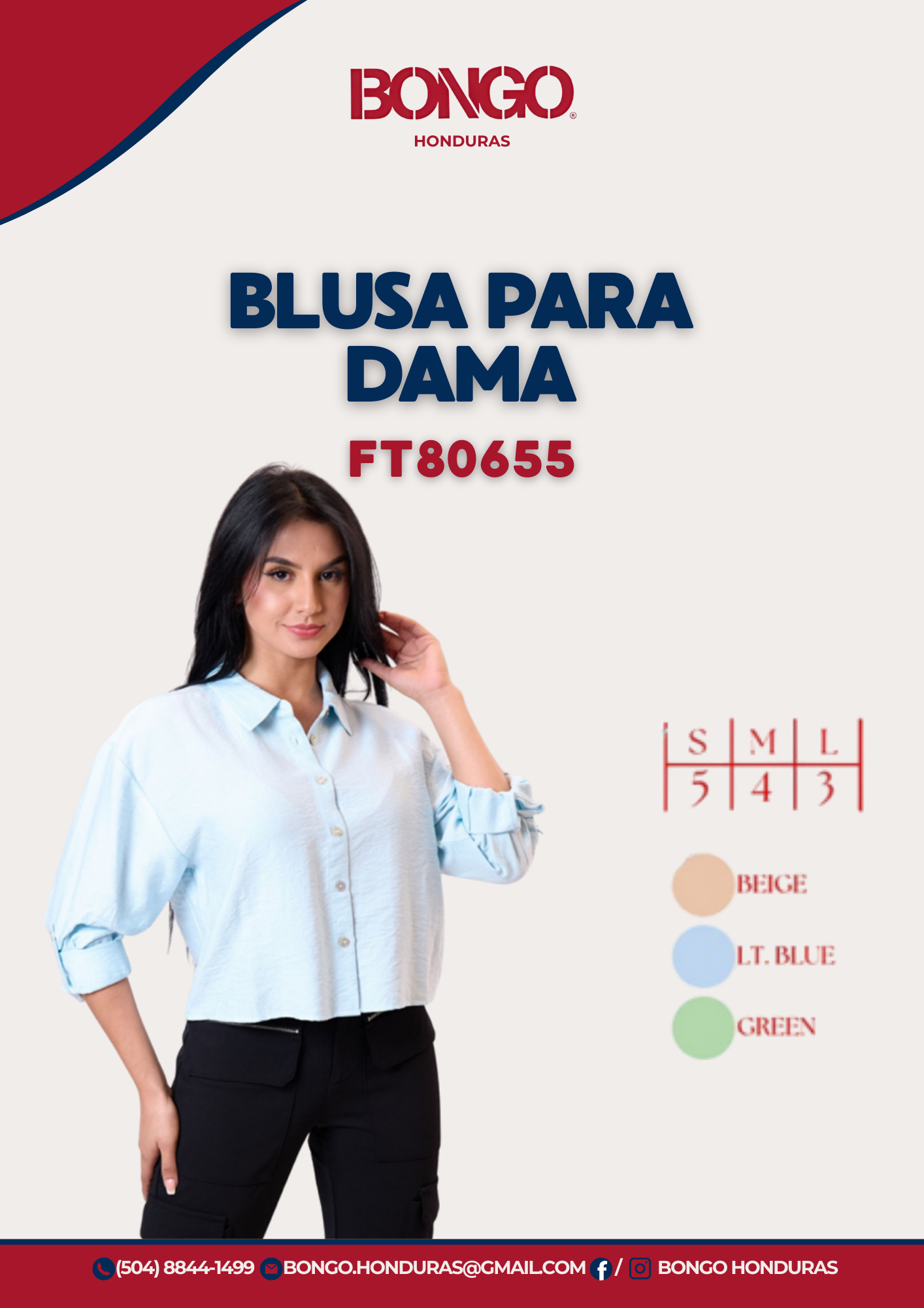 BONGO Women's Three Quarter Sleeve Light Blue Blouse_1