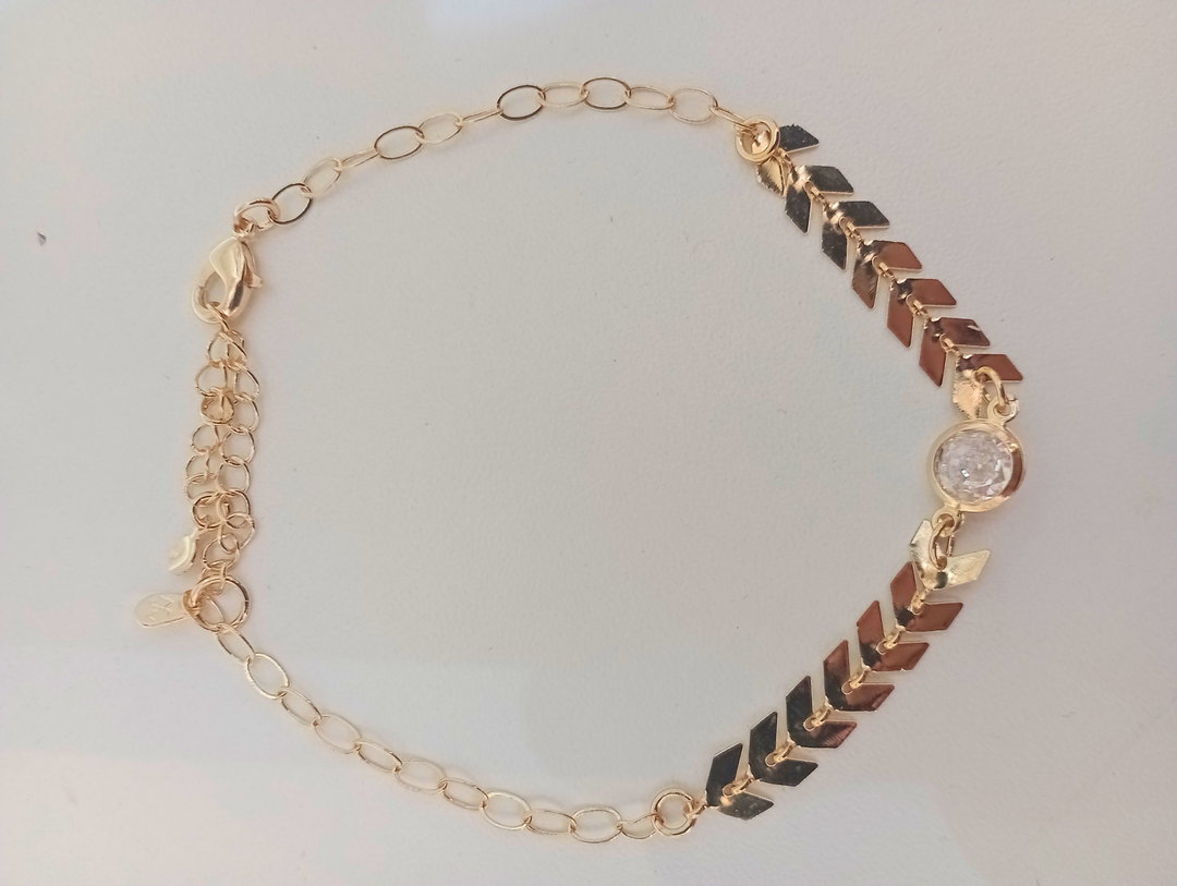 Pulseira Escama com Brilhante banhada a Ouro 18k
