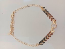 Pulseira Escama com Brilhante banhada a Ouro 18k