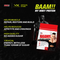 BAAM!!™ My Whey Protein Powder 10lbs | 25g Protein • Lab-Tested • Low Sugar • Muscle Growth & Recovery • Delicious Taste