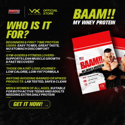 BAAM!!™ My Whey Protein Powder 10lbs | 25g Protein • Lab-Tested • Low Sugar • Muscle Growth & Recovery • Delicious Taste