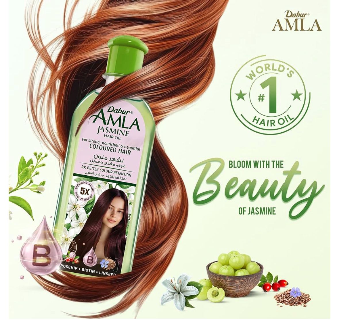 DABUR AMLA JASMINRE HAIR OIL | For Strong, Nourished & Beautiful Shining Colored Hair_1