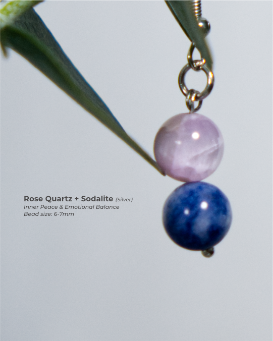 Rose Quartz + Sodalite (Silver)