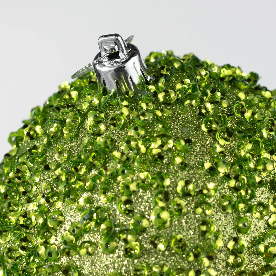 100mm Sequin & Glitter Ball Ornaments: Lime Green (Set of 2)_1