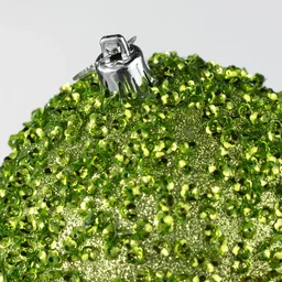 100mm Sequin & Glitter Ball Ornaments: Lime Green (Set of 2)