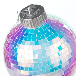 100mm Light-Up Mirror Disco Ball Ornament: Iridescent White