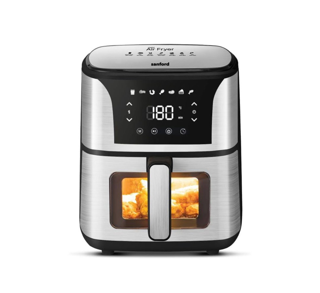 SANFORD Digital Air Fryer 5.5L with Visible Window, 5.5L Large Capacity, 1500W, Touch Control LED Display, 7 Presets, 360° Heat Circulation, Oil-Free Cooking, Timer & Temperature Control