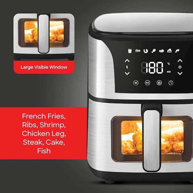 SANFORD Digital Air Fryer 5.5L with Visible Window, 5.5L Large Capacity, 1500W, Touch Control LED Display, 7 Presets, 360° Heat Circulation, Oil-Free Cooking, Timer & Temperature Control_1