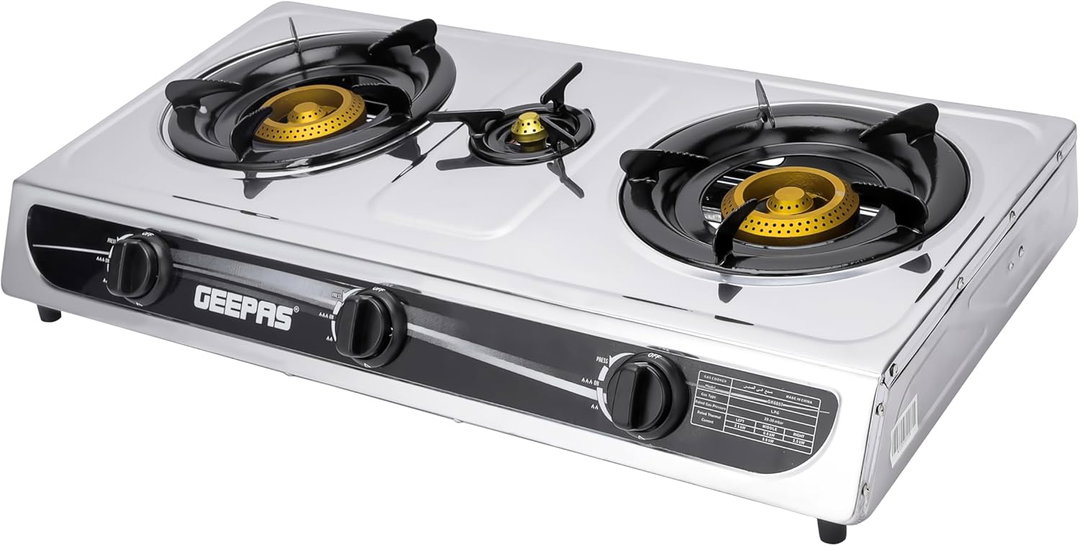 Geepas GK6857 Stainless Steel Triple Burner Gas Hob/Stove with Auto Ignition
