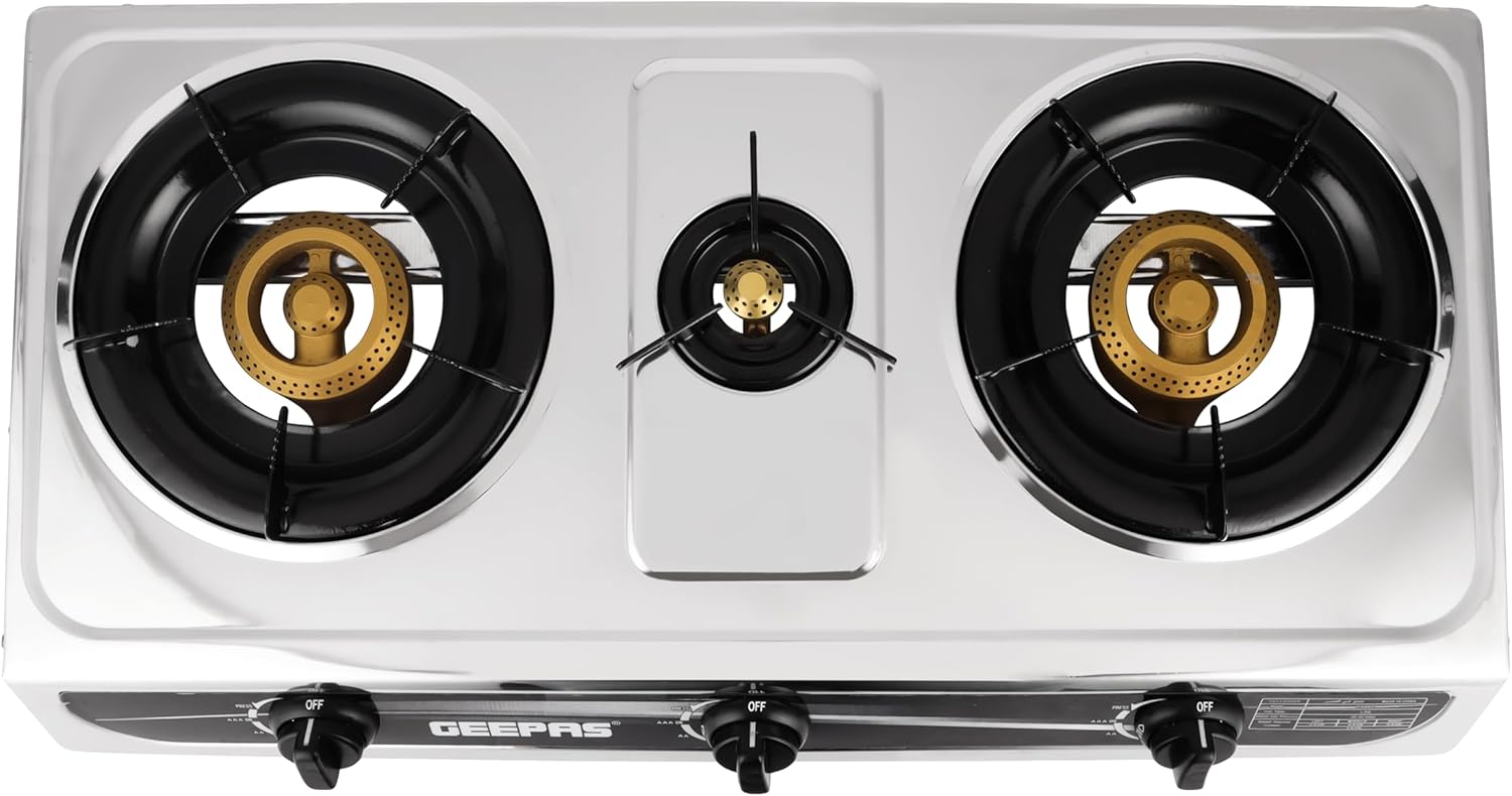 Geepas GK6857 Stainless Steel Triple Burner Gas Hob/Stove with Auto Ignition_1