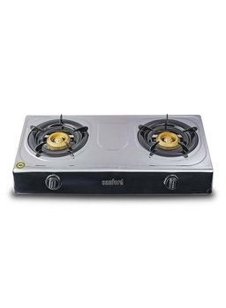 SANFORD SF5356GC Double Burner Stainless Steel Gas Stove, Auto Ignition, Low Consumption, Indian burner SF5356GC STEEL Silver