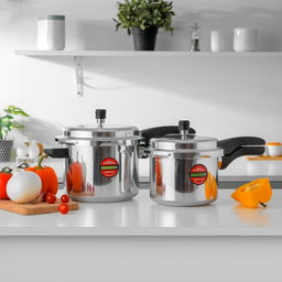 Royalford 3L & 5L Combo Aluminum Pressure Cooker- RF11943 Equipped with Improved Pressure Regulator, Handle, Anti Implosion Lid and Stepped Bottom Design