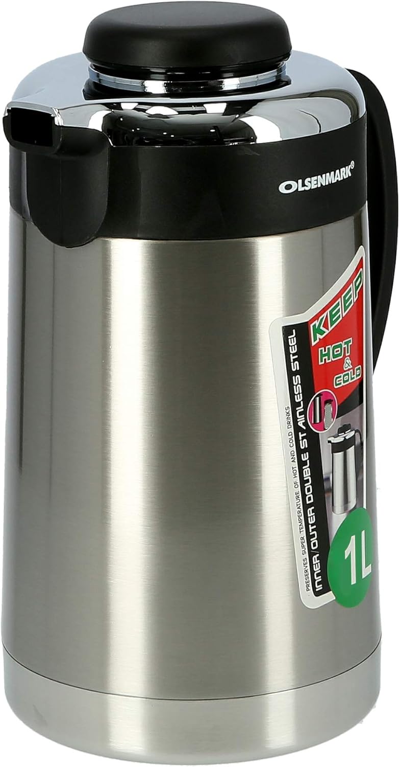 OLSENMARK 1L Stainless Steel Vacuum Flask – Insulated Flask Bottle – Thermos Flask with Double Wall Design -Jug Flask, Vacuum Thermo Airpot, Hot & Cool, Portable – IndoorOutdoor Use – OMVF2014_2