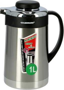 OLSENMARK 1L Stainless Steel Vacuum Flask – Insulated Flask Bottle – Thermos Flask with Double Wall Design -Jug Flask, Vacuum Thermo Airpot, Hot & Cool, Portable – IndoorOutdoor Use – OMVF2014