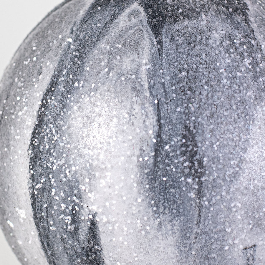 100mm Frosted Marble Ball Ornaments: Pewter White (Set of 2)_1