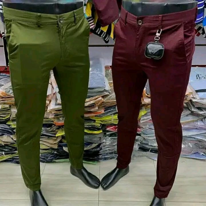 Army green and maroon khaki trousers _0