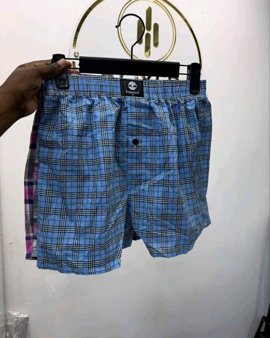 Mens long checked boxers 